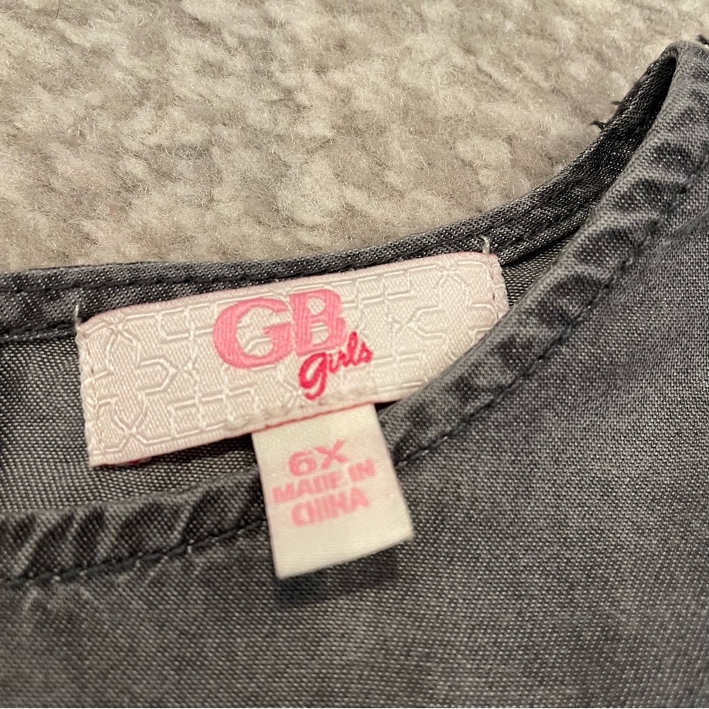 GB Girl size 6X slightly distressed solid gray ruffle dress New w/ tags - Picture 7 of 14